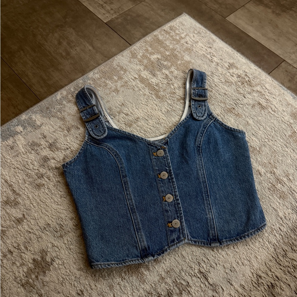 Denim Button-Up Crop Top